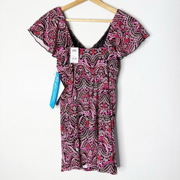 New Fit 4u One Piece Overlay Bathing Suit Swimwear Size 6 QVC - Picture 3 of 8